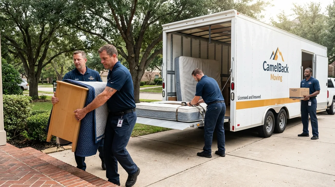 Crew loading residential truck for cross-state move from Portsmouth, OH