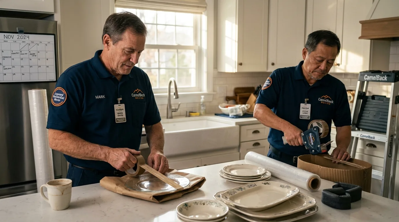 Professional crew packing kitchen dishware in Portsmouth, OH