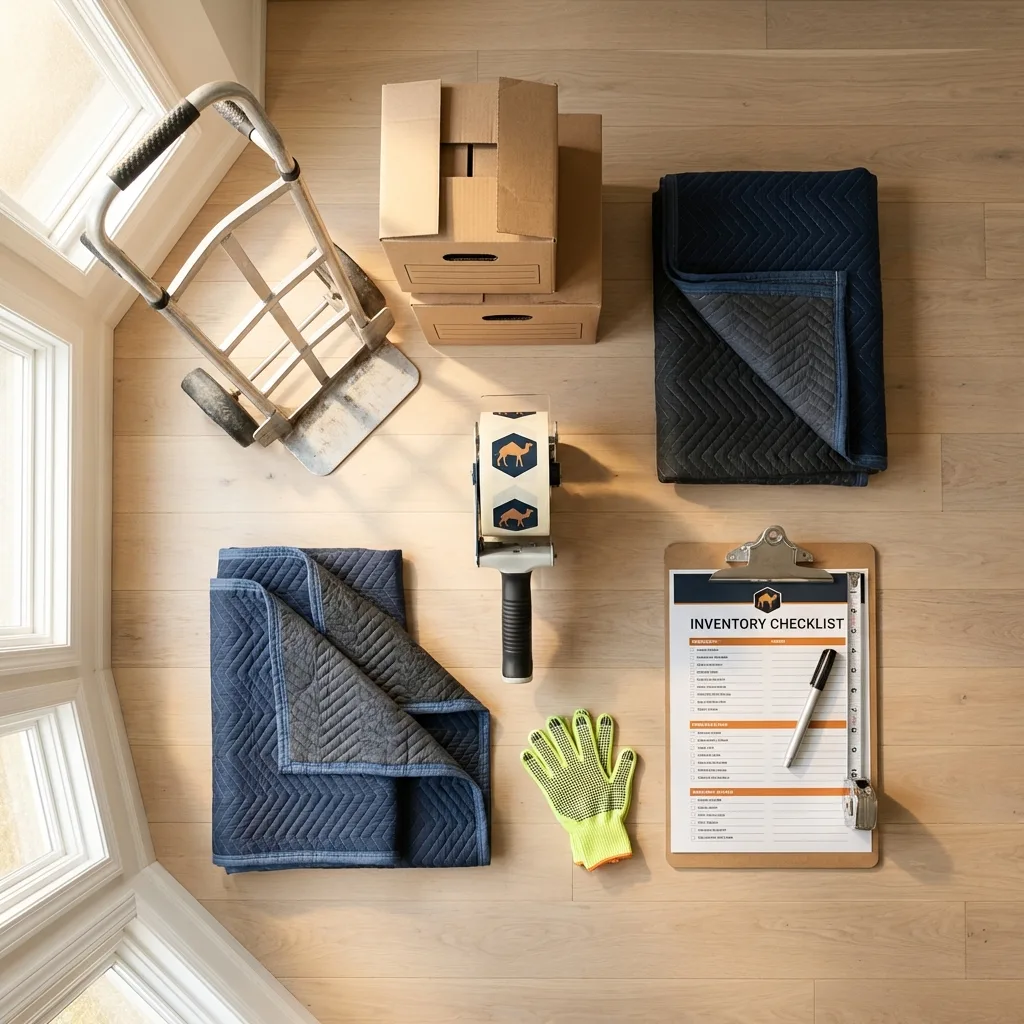 Professional moving supplies and packing materials layout for Portsmouth residential relocations